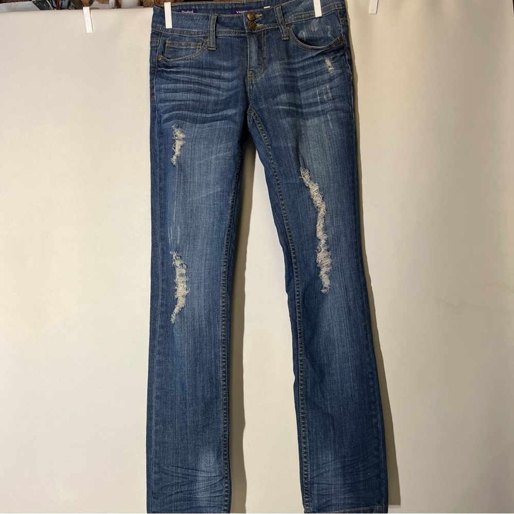 Vigoss Blue Straight Leg Jeans with Fading